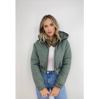 Jaqueta Puffer Curta Verde Militar Clássica