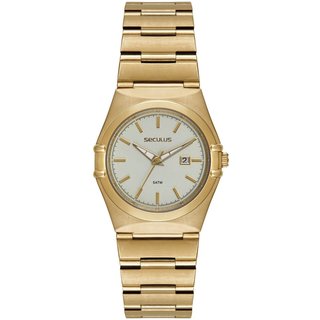Relógio Feminino Aço Vintage Dourado Seculus