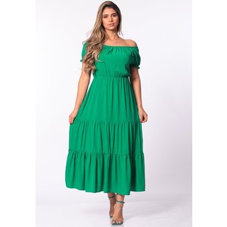 Vestido Midi Ciganinha B’Bonnie Marisa Verde Bandeira