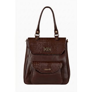 Mochila de couro croco Joanna - Café