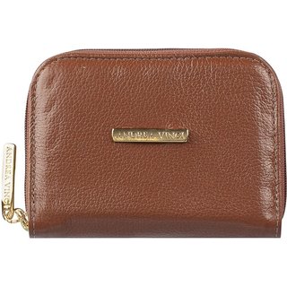 Carteira feminina de couro liso Kiara 10x13,5cm - Whisky