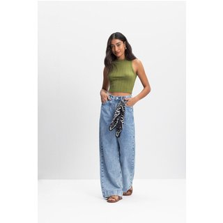 Blusa Cropped Feminina Canelada Essendi Verde Médio Verde