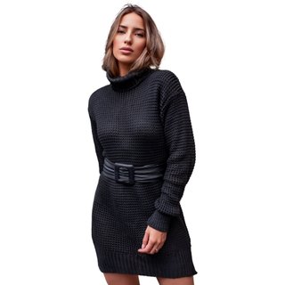 Tricot Blusa / Vest Legging Gola Alta Preto