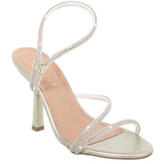 Sandália Feminina Strass Salto Alto Fino Elegante Festa Moda Dourado Ouro