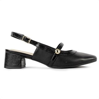 Sapato Comfortflex Slingback Tira Feminino Preto