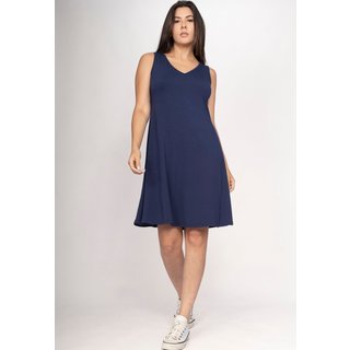 Vestido CabanaFree Amana Curto Regata Malha Azul Marinho