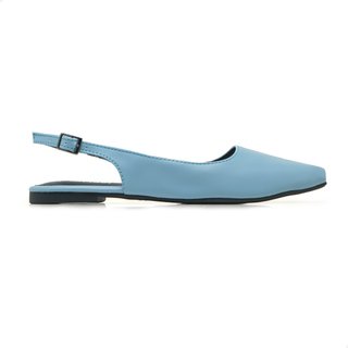 Sapatilha Slingback Feminina Azul Jade Florim Bico Quadrado Confort Premium