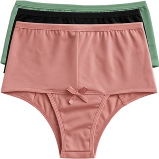 Kit 3 Calcinhas Cós Alto Reflexo Íntimo Cintura Reforçada Maternidade Segura Barriga