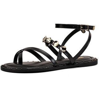 Sandália Feminina Rasteirinha Preta Spikes Santa Rosa