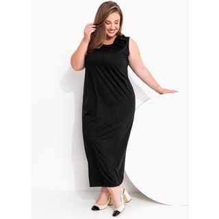Vestido Com Aplique De Flor Preto Marguerite