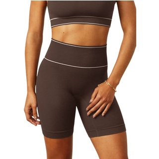Bermuda Fitness Hope Resort Cós Alto Sem Costura Feminina Marrom Carvalho