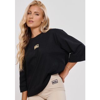 Blusa Oversized Feminina Gola Alta Algodão Fitness Larga Pink Urban Blusão Streetwear Timeless - Preto