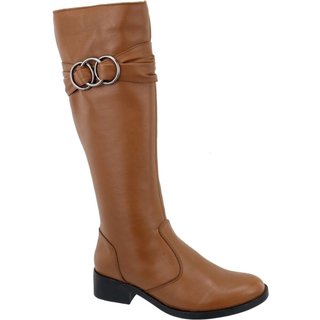 Bota Montaria em Couro Feminina Cano Longo Conhaque Tellini Store