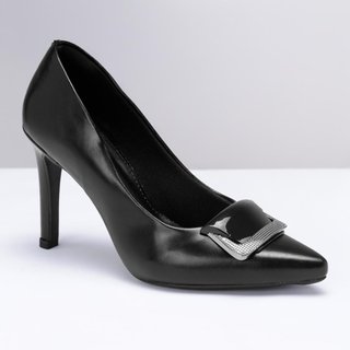 Sapato Feminino Scarpin Elegante Confortável Marrom Claro 34 Preto