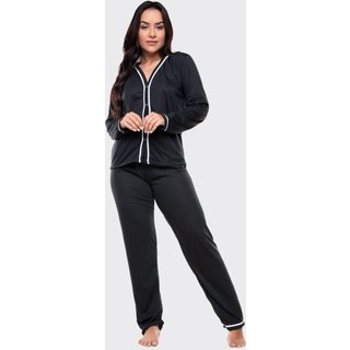Pijama Feminino Longo 4 Estações de Botão Amamentação Pijama Gestante Pijama Americano Maternidade Preto