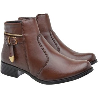 Bota Feminina Cano Curto Coturno Casual Confortável Macio - Café