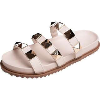 Papete Rasteira Sandalia Flat Off White Piramide Kuento Shoes