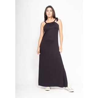 Vestido CabanaFree Capotira Longo Malha Alça Ajustável Preto