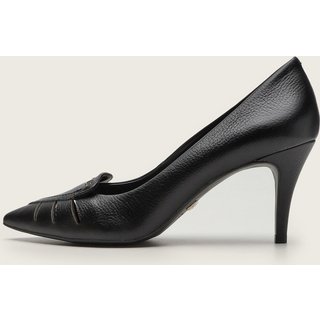 Scarpin Jorge Bischoff de Couro Recortes Preta