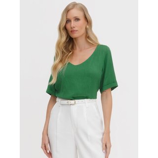 Blusa em Viscose com Decote Redondo Verde Osira