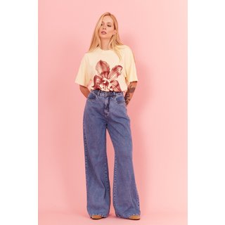 Calça Jens In Love Wide Leg Dulce Jens Escuro
