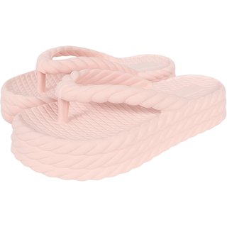 Chinela Feminina Casual Anna Andrade Plataforma Flatform Corda De Dedo Sandália Moda Rosa Claro