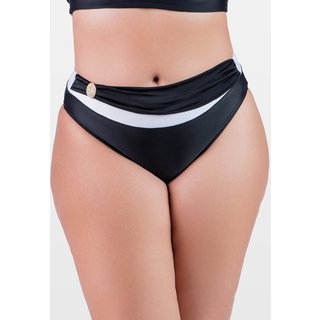 Calcinha Summer Soul Cós Alto Plus Size Preto e Branco