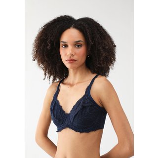 Sutiã Renda Hope Meia Taça Sem Bojo Azul-Marinho