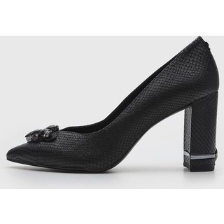 Scarpin Feminino Jorge Bischoff Texturizado Pedraria Preto