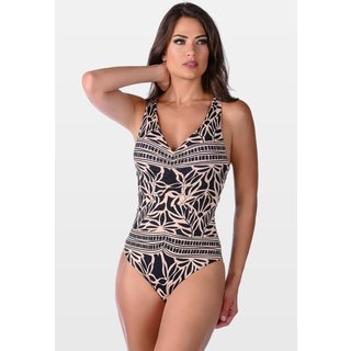 Maiô Summer Soul Decote V Alças Transpassadas Nas Costas Com Bojo Estampado Preto