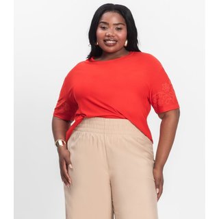 Blusa Manga Curta Plus Size Secret Glam Laranja