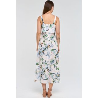 Vestido Midi PKS Alças Estampa Floral Blue