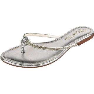Rasteirinha Rosa Chic Calçados Sandália Feminina Flat Chinelo Strass Brilho Prata