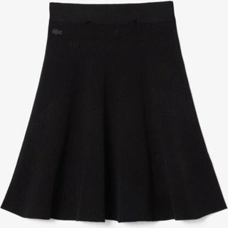 Saia boca-de-sino de malha canelada 3D Preto