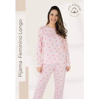 Pijama Algodão Feminino Básico Piante Melissa Corações Listrado