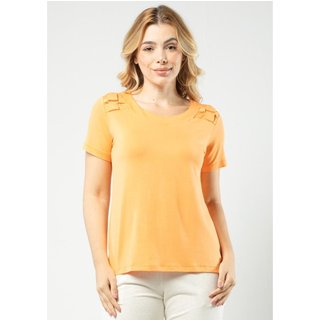 Blusa Pau a Pique Manga Curta Básica Laranja LARANJA - GG Pau a Pique