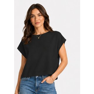 Blusa Feminina Básica Manga Ampla Infinita Cor Preto
