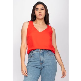 Blusa Regata Amazônia Vital Viscose Gola V Laranja