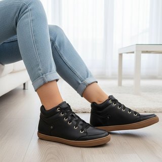 Bota Botinha Feminina Preta Sem Salto Comfort