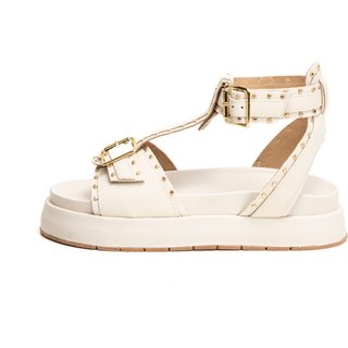 Sandália Papete Flatform LeRUCHEL Spikes Tornozeleira Off White