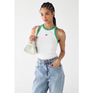 Regata Feminina Colcci Canelada Ajustada Logo Off-White