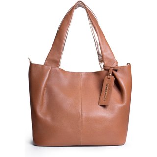 BOLSA FEMININA EM COURO TIRACOLO CARAMELO COM DOURADO "ELIANA O. PACHECO"""