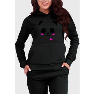 Blusa de Frio Moletom Canguru Flanelado Benellys Panda Preto