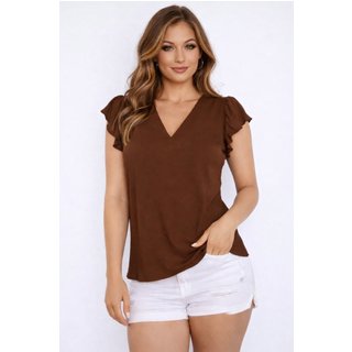 Blusa D Bell Outlet Fashion Gola V Marrom
