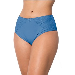 Calcinha Cotton Tetê Variedades Algodão Super Confortável Cintura Alta Detalhes em Renda Modelagem Firme Azul