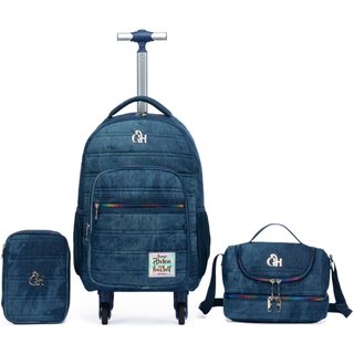 Kit Mochila Lancheira Estojo Juvenil Escolar Reforçada