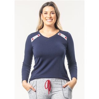 Blusa Pau a Pique Básica Azul Marinho MARINHO - GG Pau a Pique