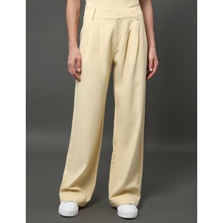 Calça Feminina Pantalona Linho Misto Calvin Klein - Amarelo Manteiga Calvin Klein Jeans
