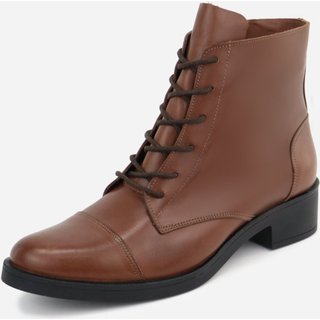 Bota Casual Feminina Couro Versátil Amarrar Conforto Maria Paula Moda Cacau