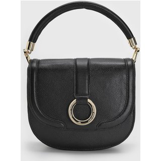 Bolsa Feminina Jorge Bischoff Alça Estruturada Detalhes Metal Preto